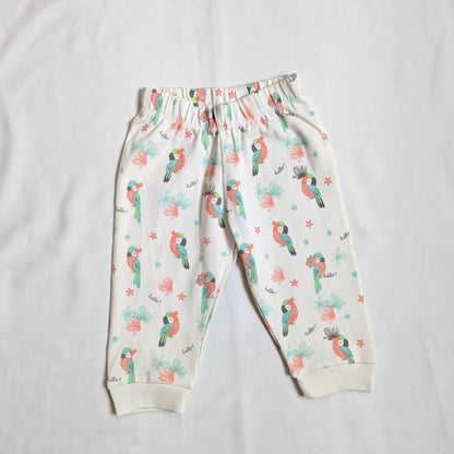 Parrot Print Mint Top & Tropical Pants Set