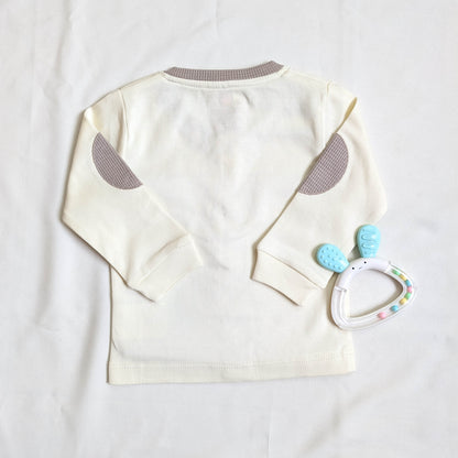 Car Patch Elbow-Accent Top & Mocha Waffle Pants Set