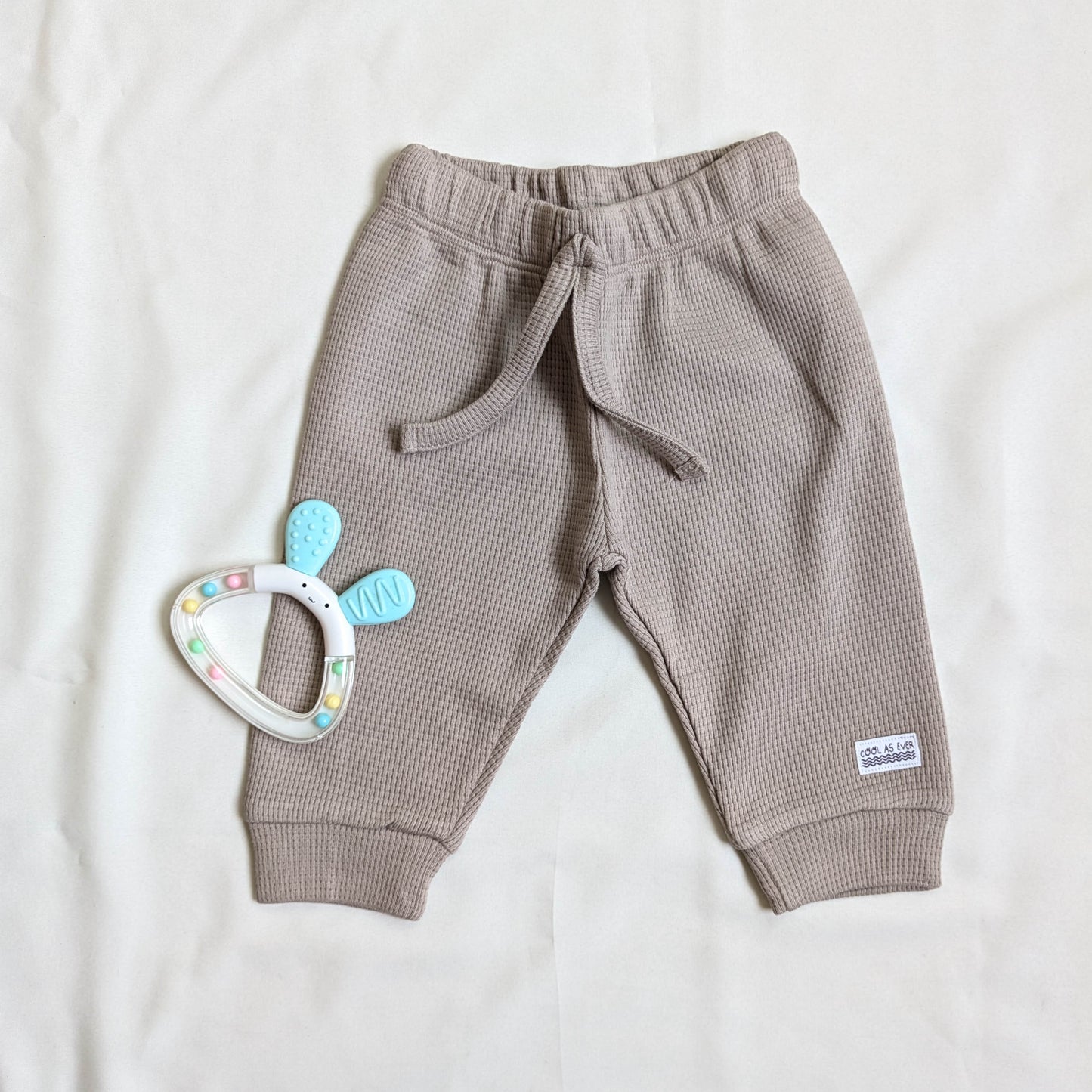 Car Patch Elbow-Accent Top & Mocha Waffle Pants Set