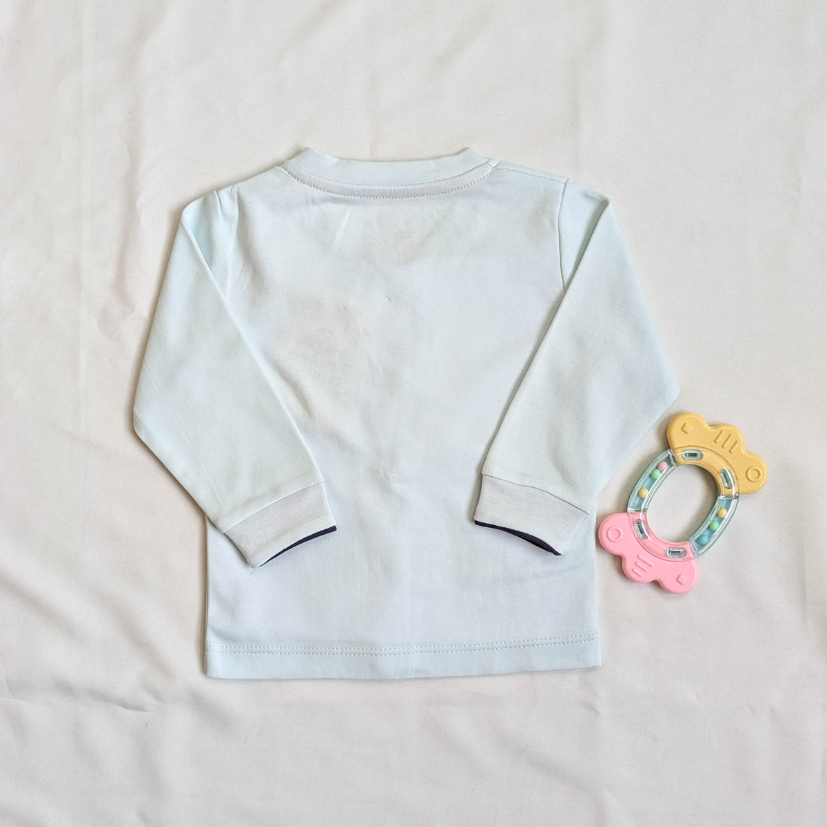 "Hi" Embroidered Top & Striped Trousers Set