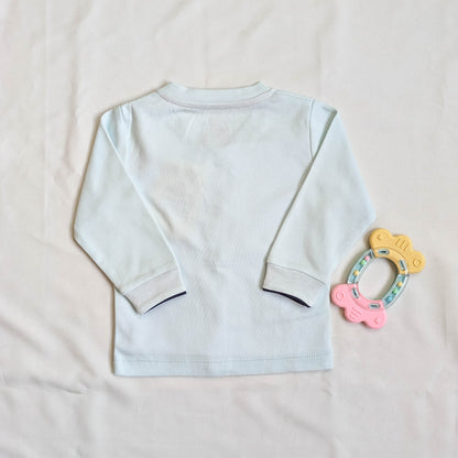 "Hi" Embroidered Top & Striped Trousers Set