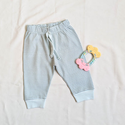 "Hi" Embroidered Top & Striped Trousers Set