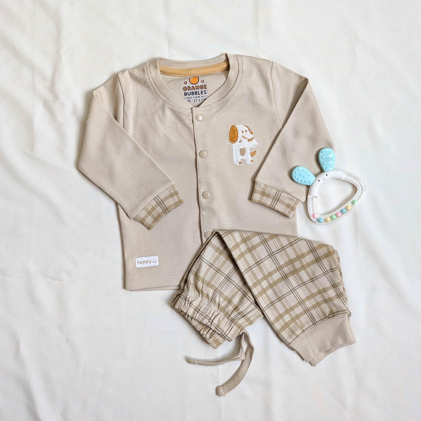 Plaid Check Button-Down Shirt & Trousers Set