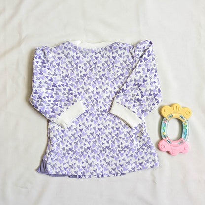 Purple Heart Print Ruffle Top & Leggings Set