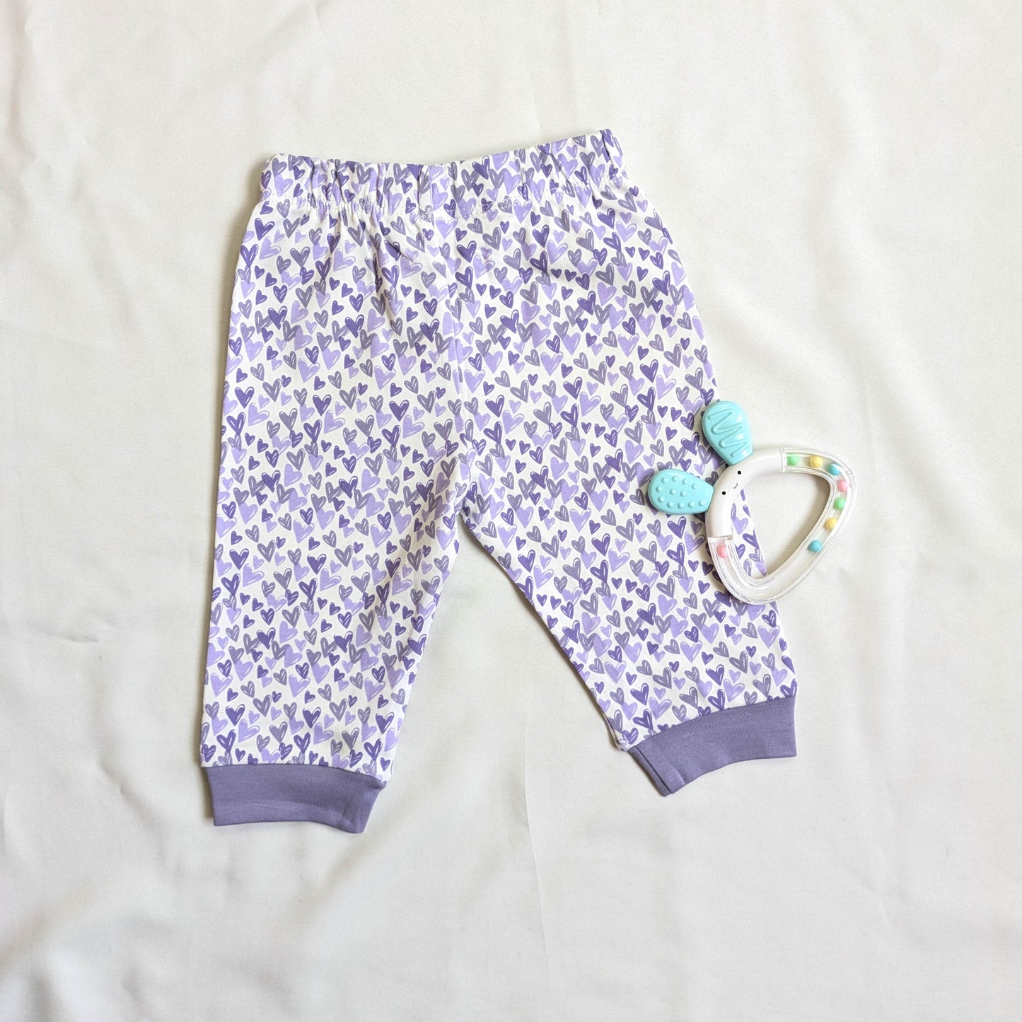 Purple Heart Print Ruffle Top & Leggings Set