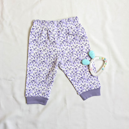 Purple Heart Print Ruffle Top & Leggings Set