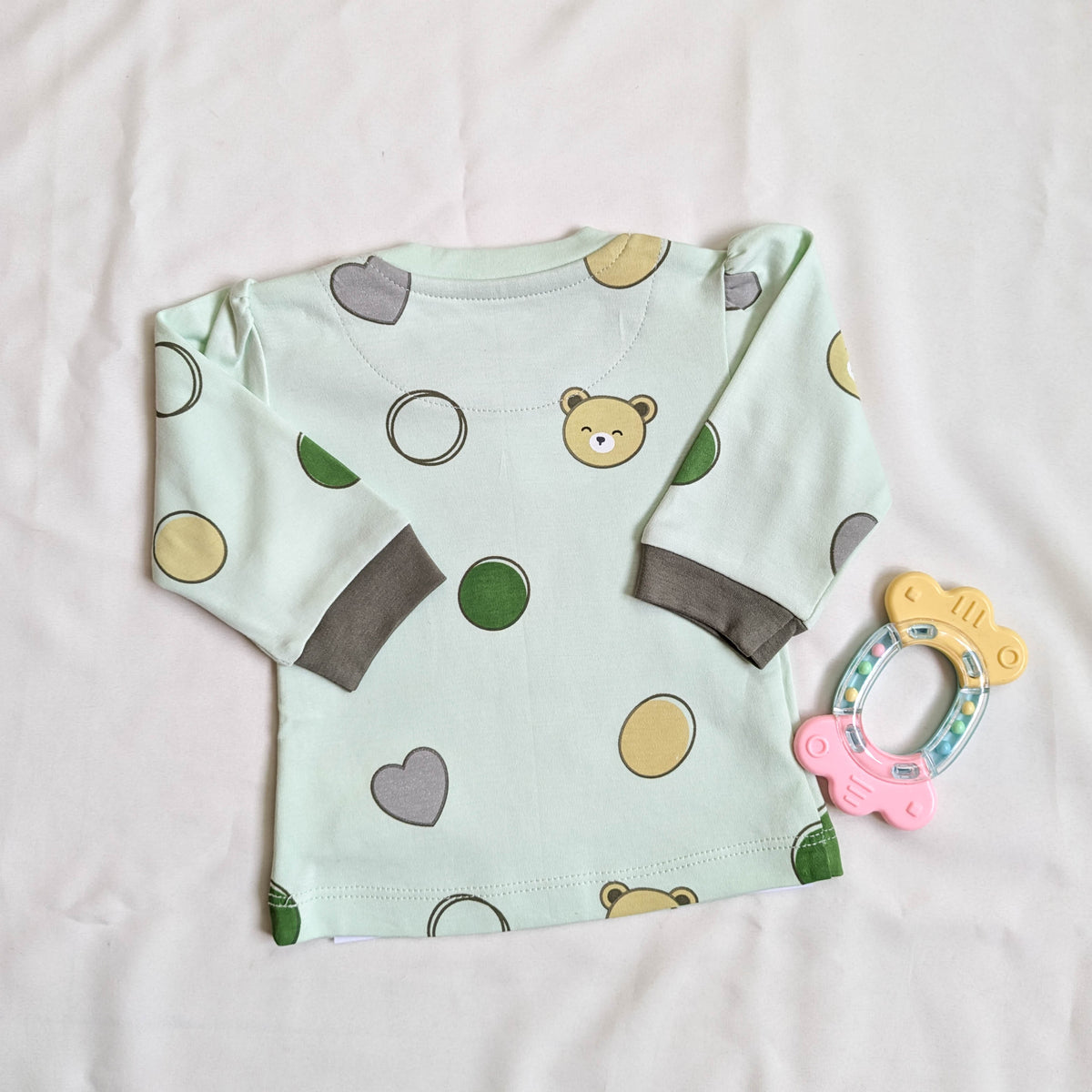 "Beary Cute" Printed Top & Olive Pants Set