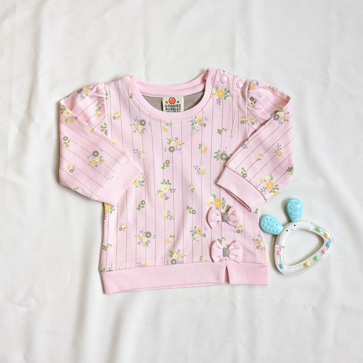 Baby Girl Floral Pinstripe 2-Piece Night Set