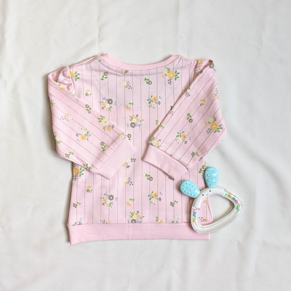 Baby Girl Floral Pinstripe 2-Piece Night Set