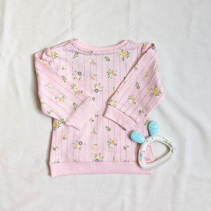Baby Girl Floral Pinstripe 2-Piece Night Set