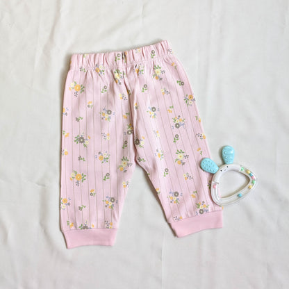 Baby Girl Floral Pinstripe 2-Piece Night Set