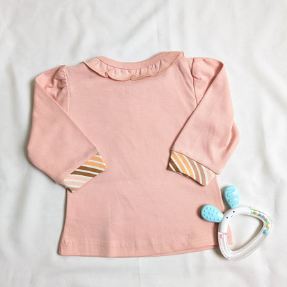 Giraffe Graphic Ruffle Top & Diagonal Striped Pants Set
