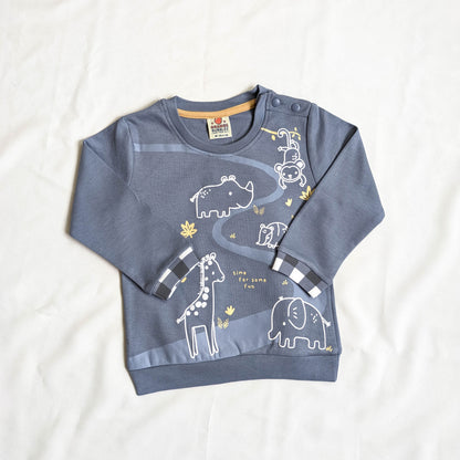 Safari Animal Sweatshirt & Gingham Pocket Joggers Set