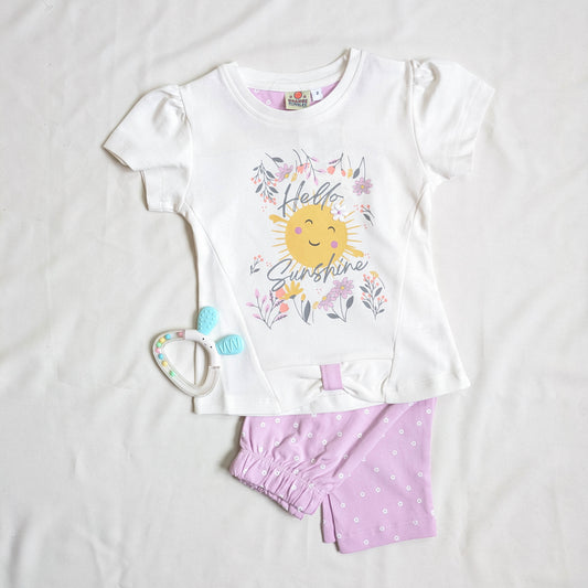 Puff Sleeve Top & Floral Leggings Set