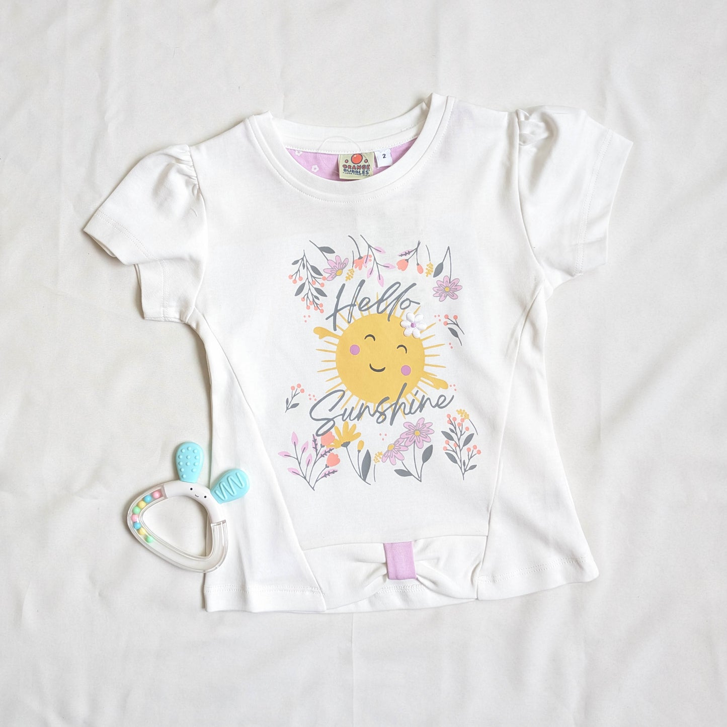 Puff Sleeve Top & Floral Leggings Set