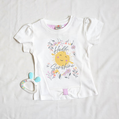 Puff Sleeve Top & Floral Leggings Set