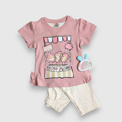 Candy Floss Top & Polka Dot Leggings Set