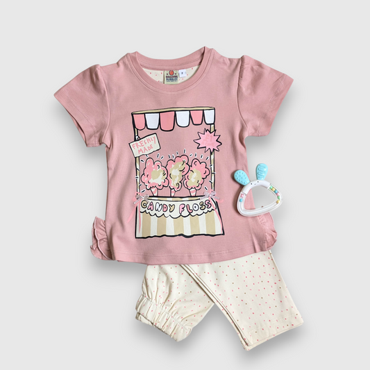 Candy Floss Top & Polka Dot Leggings Set