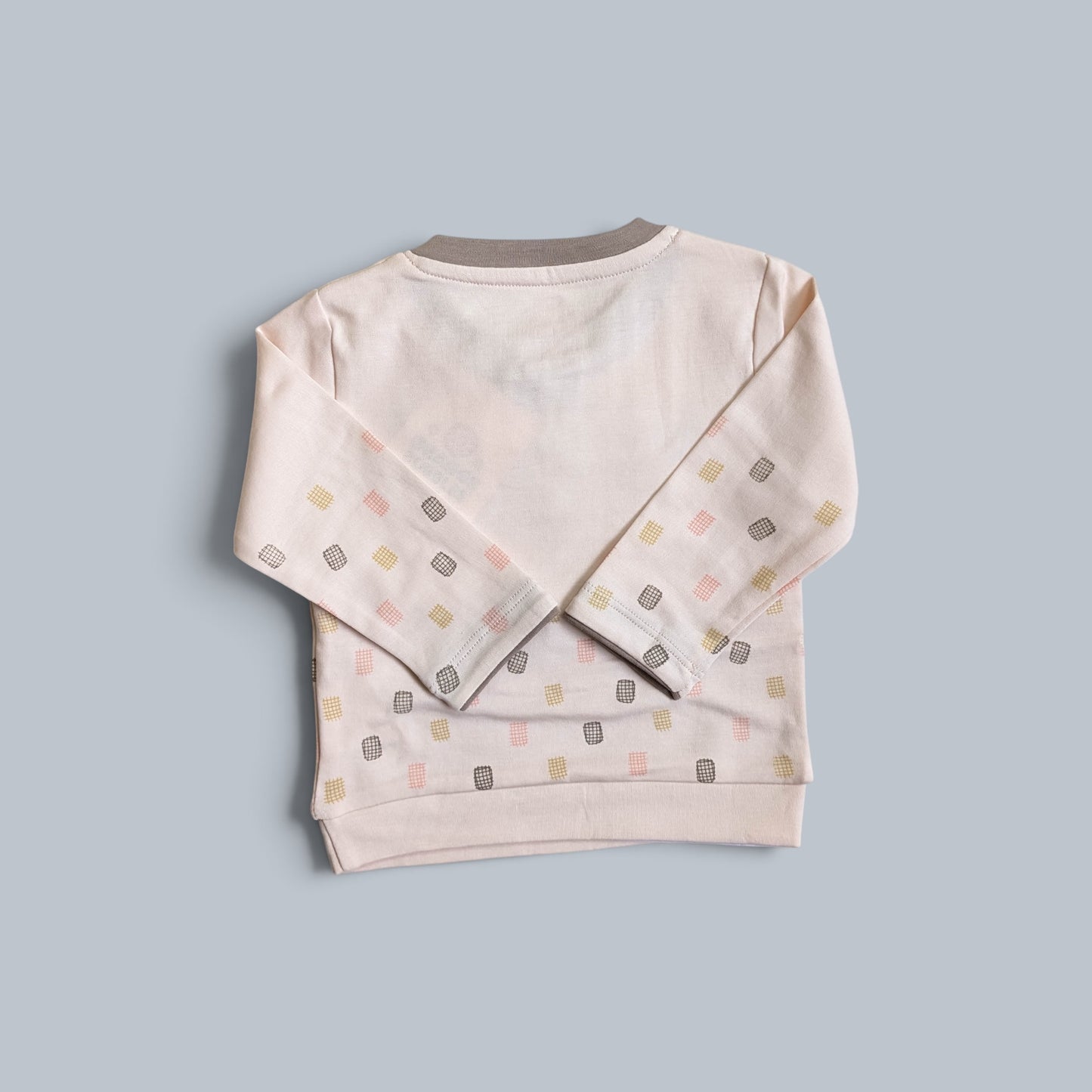 Unisex Baby Light Pink Hedgehog Henley Top & Taupe Trousers Set