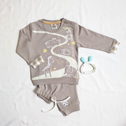 afari Animal Sweatshirt & Gingham Pocket Joggers Set