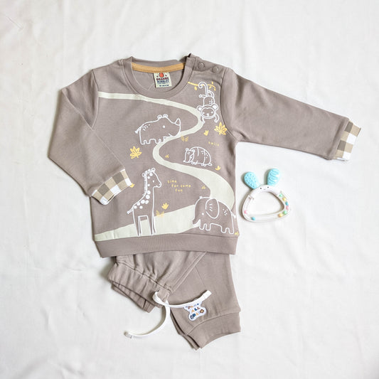 afari Animal Sweatshirt & Gingham Pocket Joggers Set