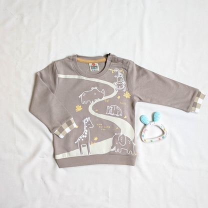 afari Animal Sweatshirt & Gingham Pocket Joggers Set