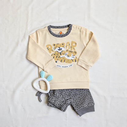 Cozy Tiger-Print Baby Sweatshirt & Jogger Set