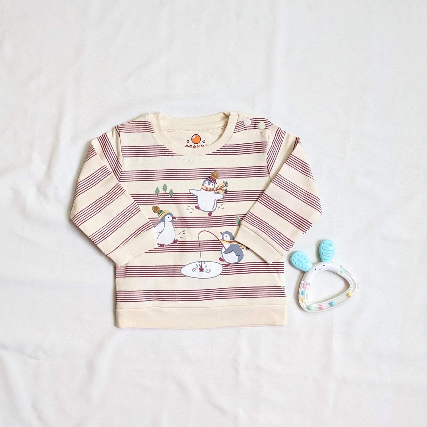 Baby Penguin Graphic Long-Sleeve Sweatshirt and Jogger Set