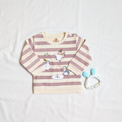 Baby Penguin Graphic Long-Sleeve Sweatshirt and Jogger Set