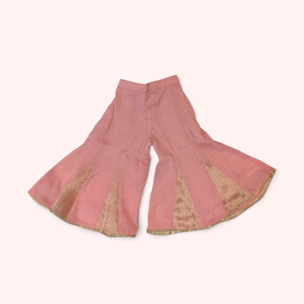 Dusty Rose & Gold Mirror-Work Sharara Set