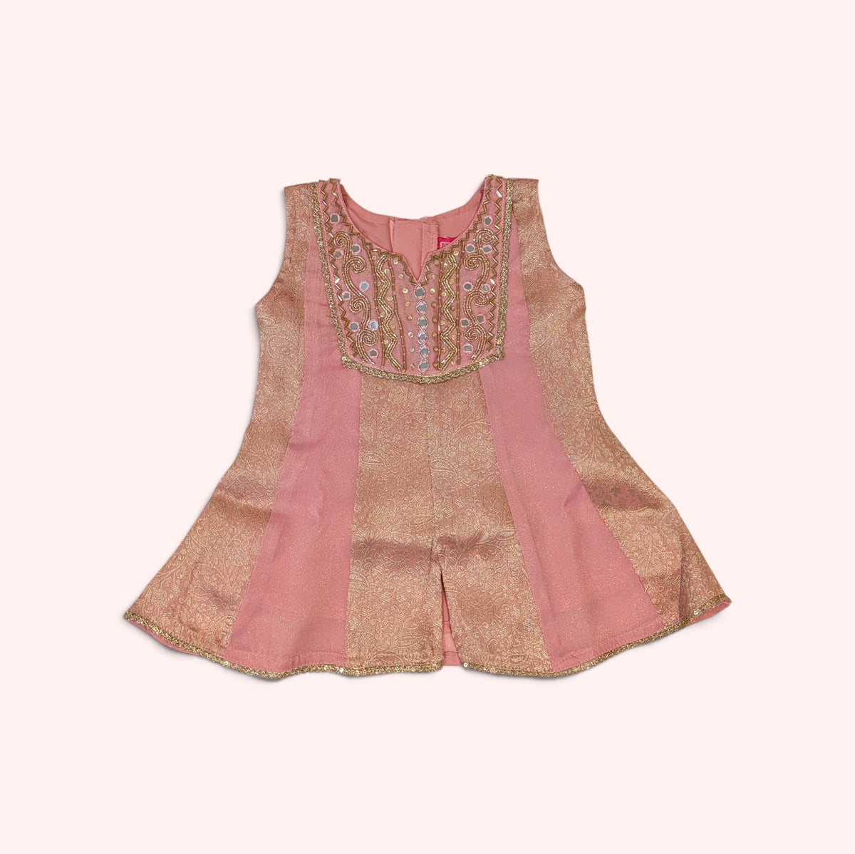 Dusty Rose & Gold Mirror-Work Sharara Set