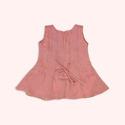Dusty Rose & Gold Mirror-Work Sharara Set