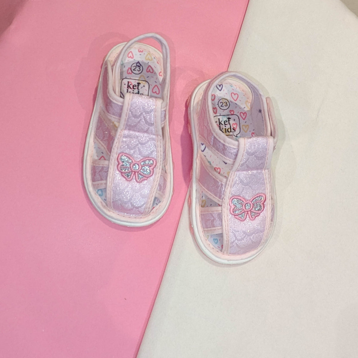 Little Feet, Big Adventures! Light Pink Butterfly Caged Sandals