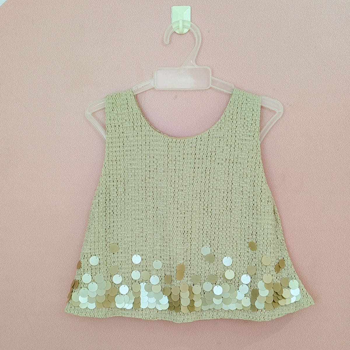 Girls' Sequin-Embellished Textured Crop Top & Shorts Set