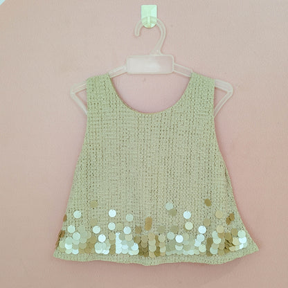 Girls' Sequin-Embellished Textured Crop Top & Shorts Set