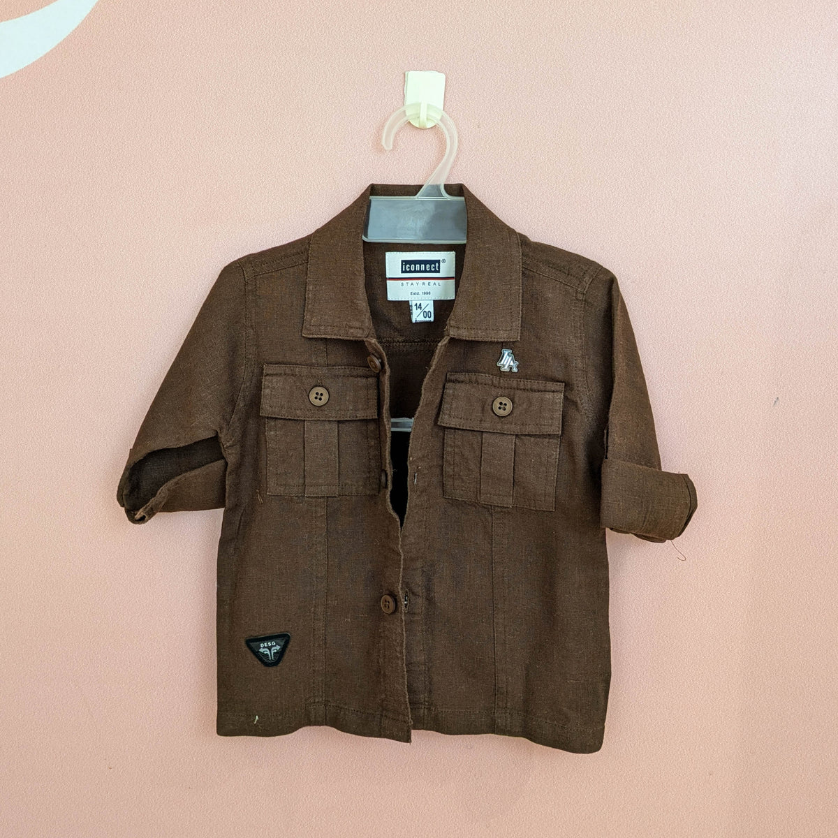 Boys 3-Piece Safari Cargo Outfit Set – Inner T-Shirt, Outer Jacket & Cargo Trousers (Dark Brown)
