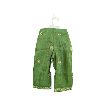 Olive Green Embroidered Anarkali Kurti Set with Trousers & Dupatta