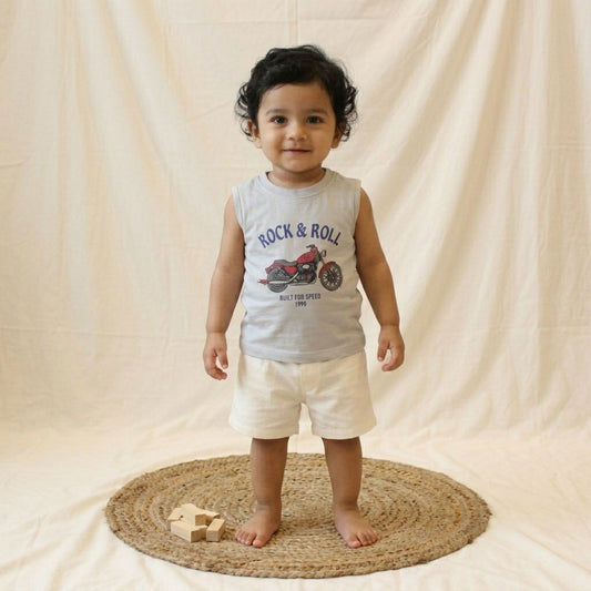 New Born Sleeveless Tee-Ash