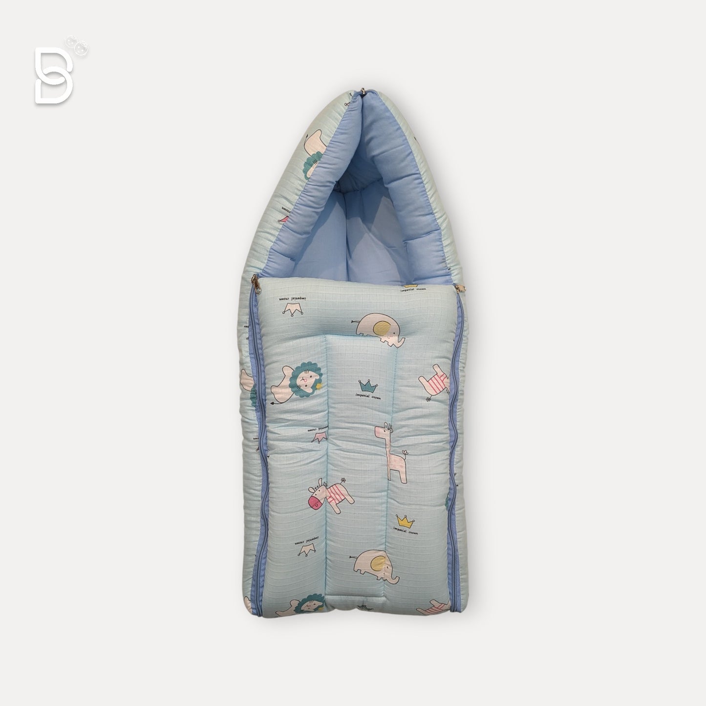 BABY SLEEPING BAG SWADDLE /  BABY NEST / WRAPPER HOODED BABY COVER-SKY BLUE