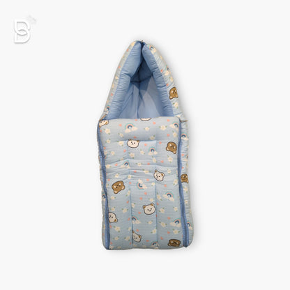 BABY SLEEPING BAG SWADDLE /  BABY NEST / WRAPPER HOODED BABY COVER-SKY BLUE
