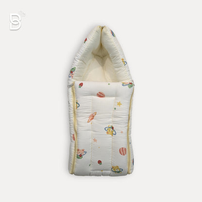 BABY SLEEPING BAG SWADDLE /  BABY NEST / WRAPPER HOODED BABY COVER-WHITE