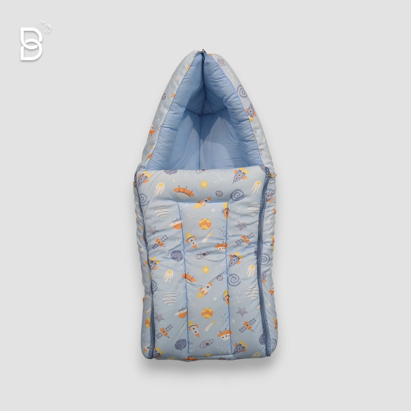 BABY SLEEPING BAG SWADDLE /  BABY NEST / WRAPPER HOODED BABY COVER -SKY BLUE