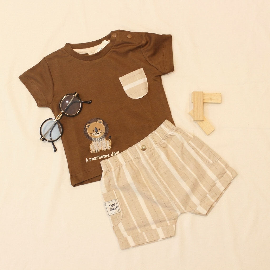 New born casual wear- Brown and Cream