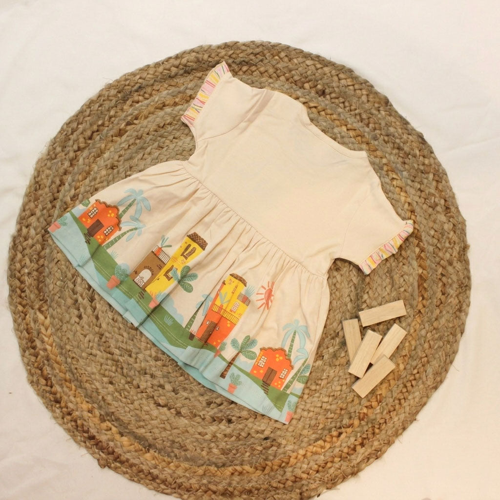 New Born Frock -Cream