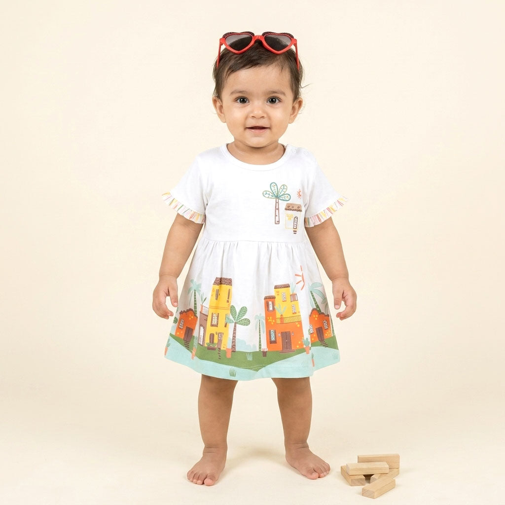 New Born Frocks-White