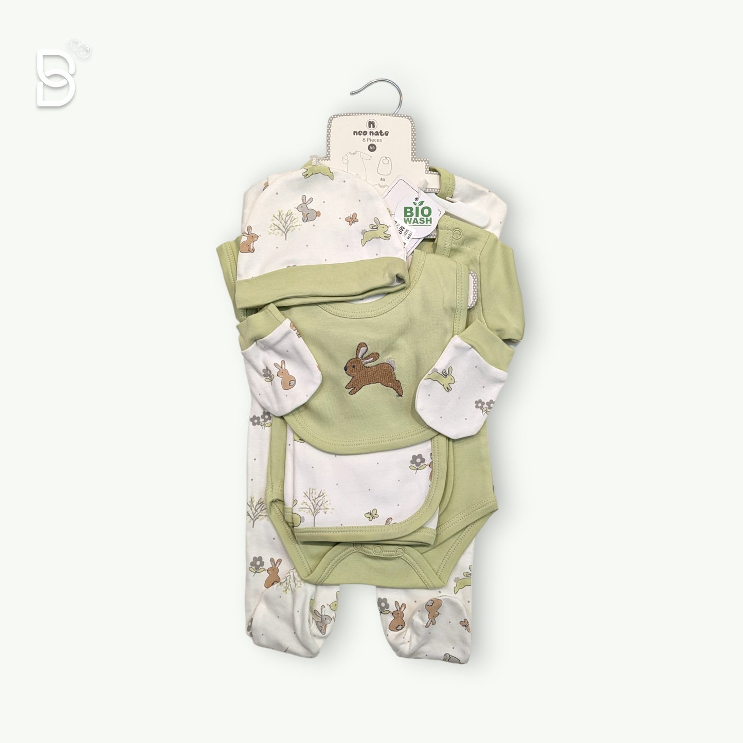 NEWBORN SET-WHITE & GREEN