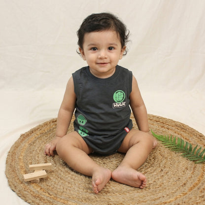 New born casual wear sleeves tee-Ash Colour