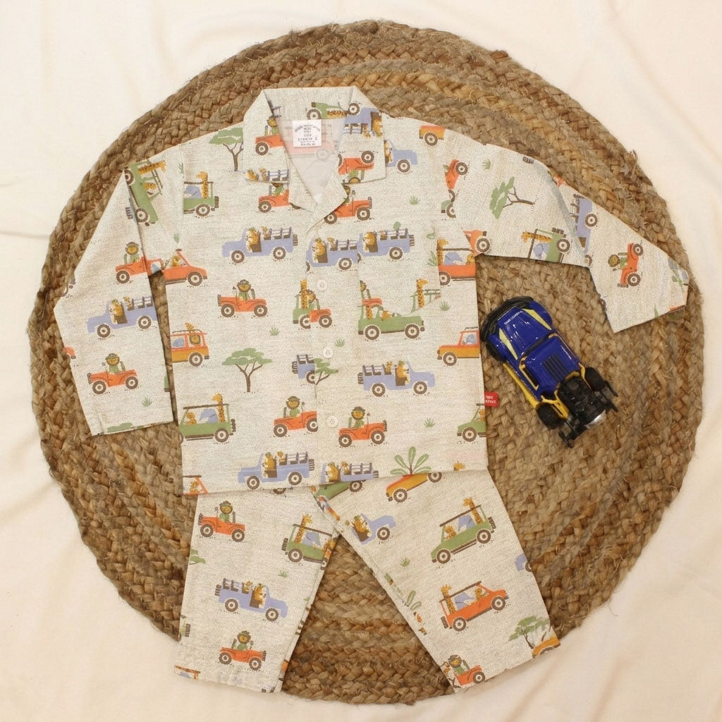New Born Unisex Safari Jeep Cotton Night Suit