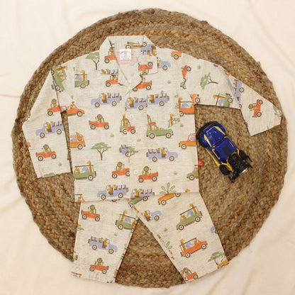 New Born Unisex Safari Jeep Cotton Night Suit