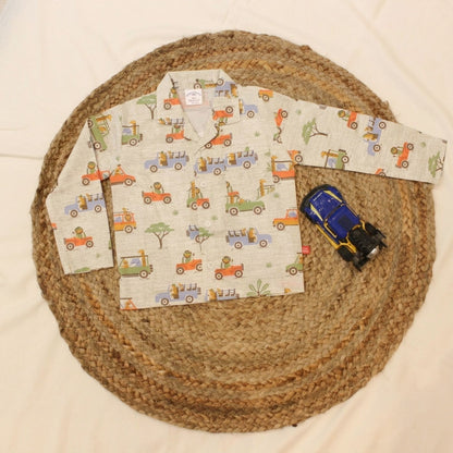 New Born Unisex Safari Jeep Cotton Night Suit